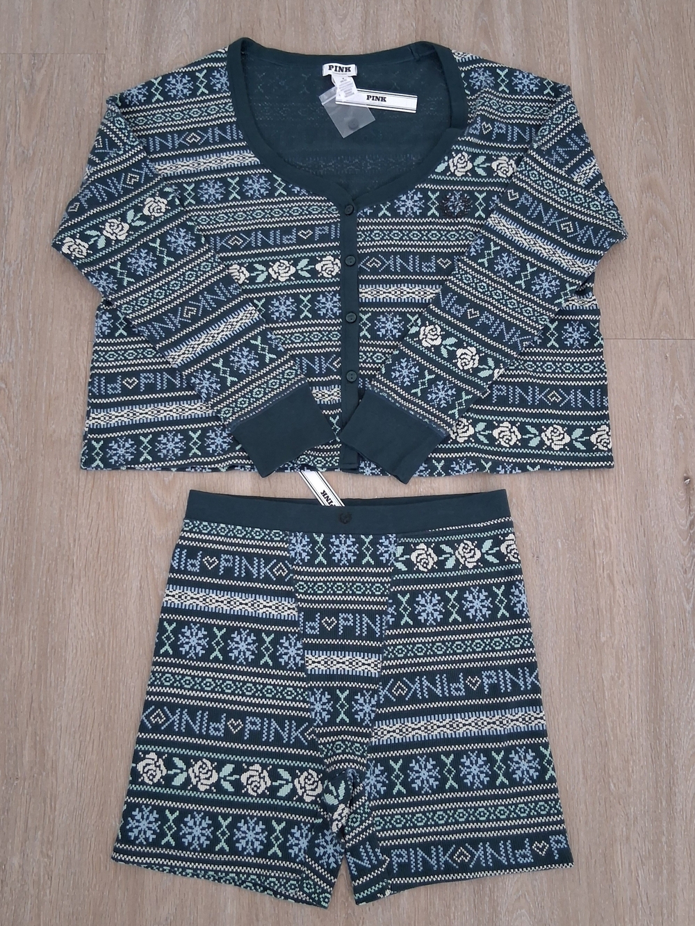PINK Victorias Secret Cropped Cardigan & Shorts Set Size M